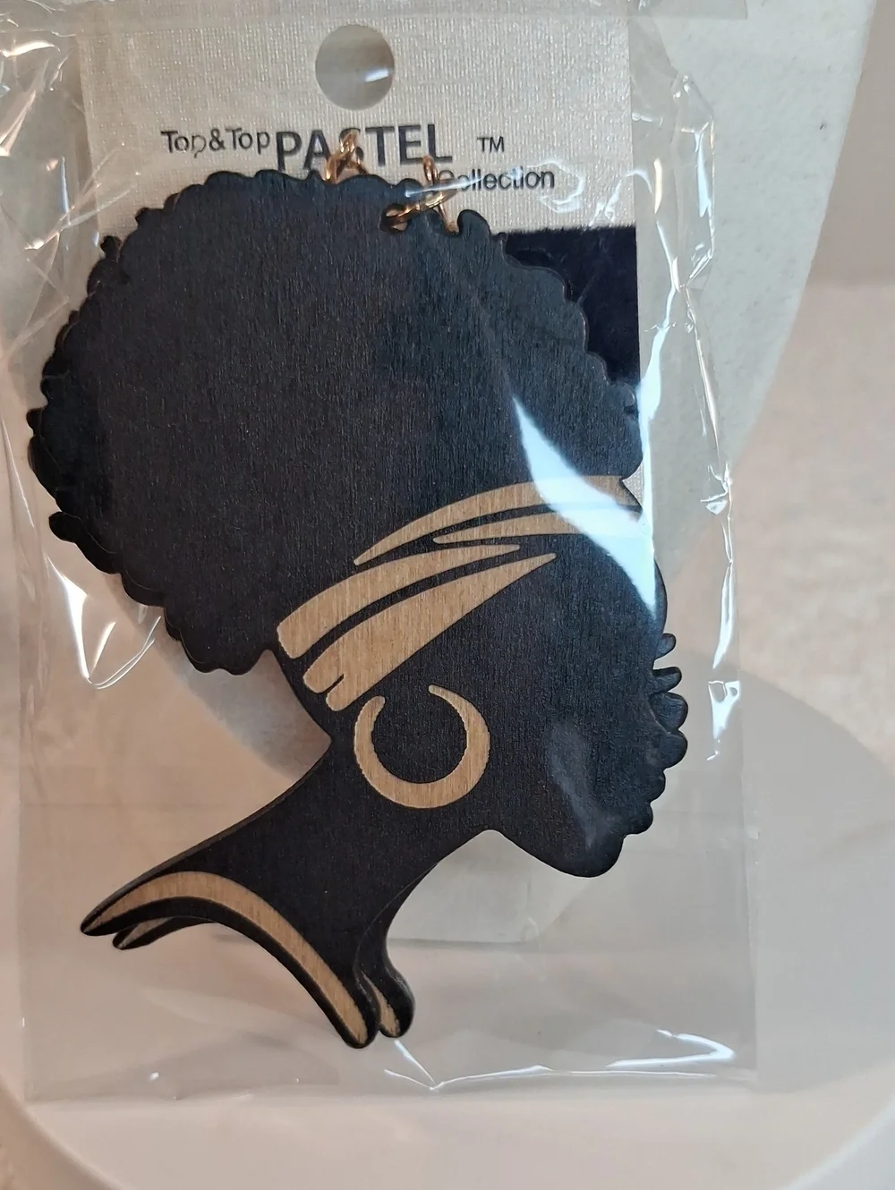Black Afro Silhouette Wood Earrings
